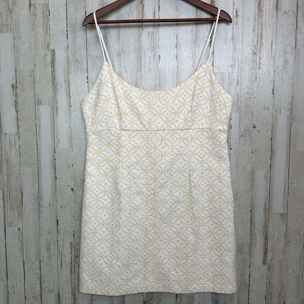 NWOT Dee Willy Cotton Eyelet Babydoll Mini Dress XL Ivory Coquette Formal Summer